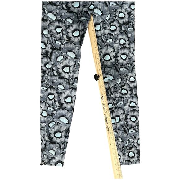 Kenzo Gray Black Blue Iridescent Floral Zip Ankle Stretch Skinny Jeans Sz 38 / 8 - Picture 3 of 12